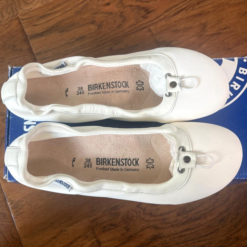 New Women's 38 / US 7 - Birkenstock Ponca White Ballet Flats Shoes with box